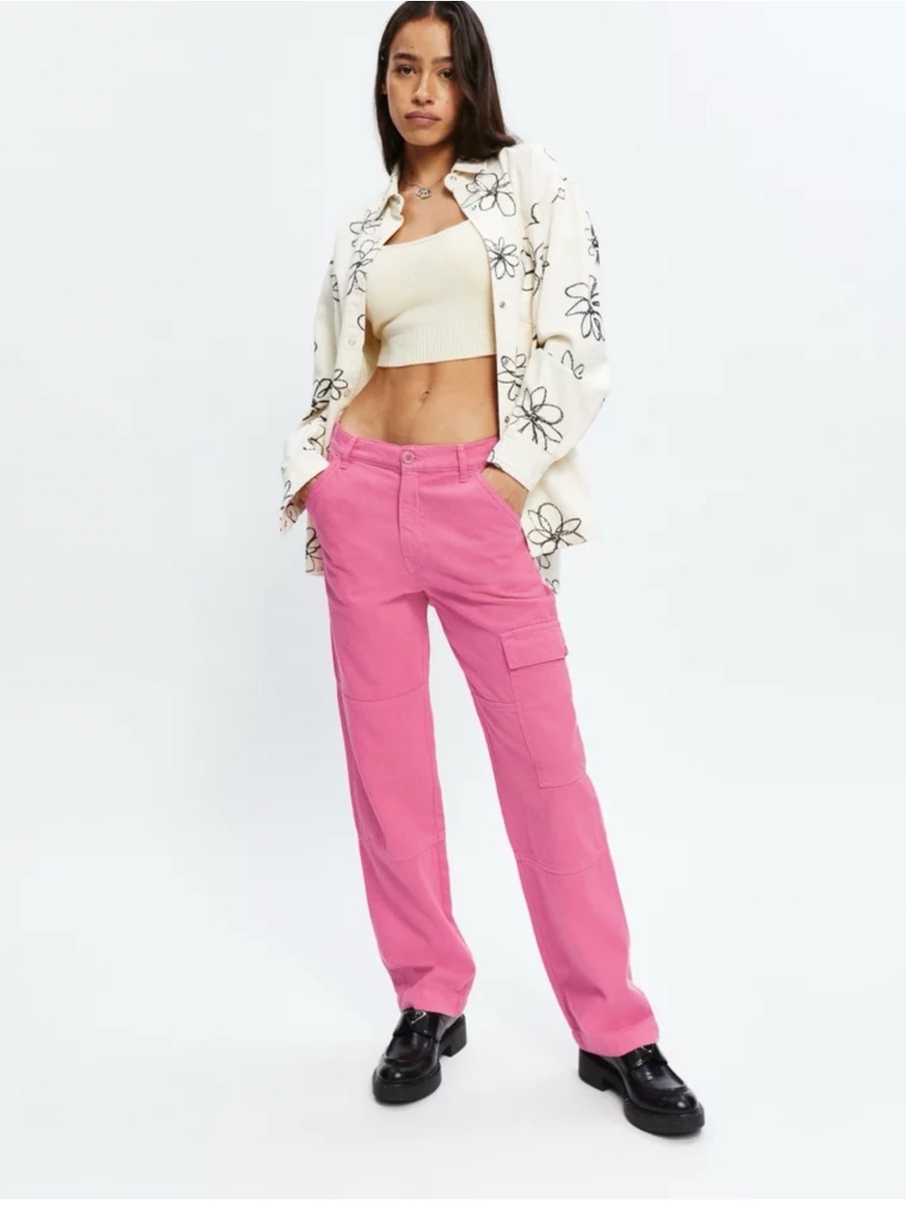 Reformation Bailey High Rise Cargo Utility Pant in Candy Pink sz 24